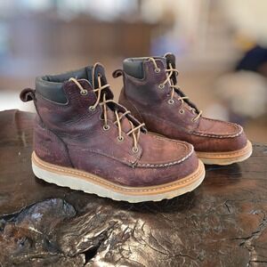 Irish Setter Mens 9.5 D Ashby Work Boots Brown Leather Soft Toe Wedge Sole 2022